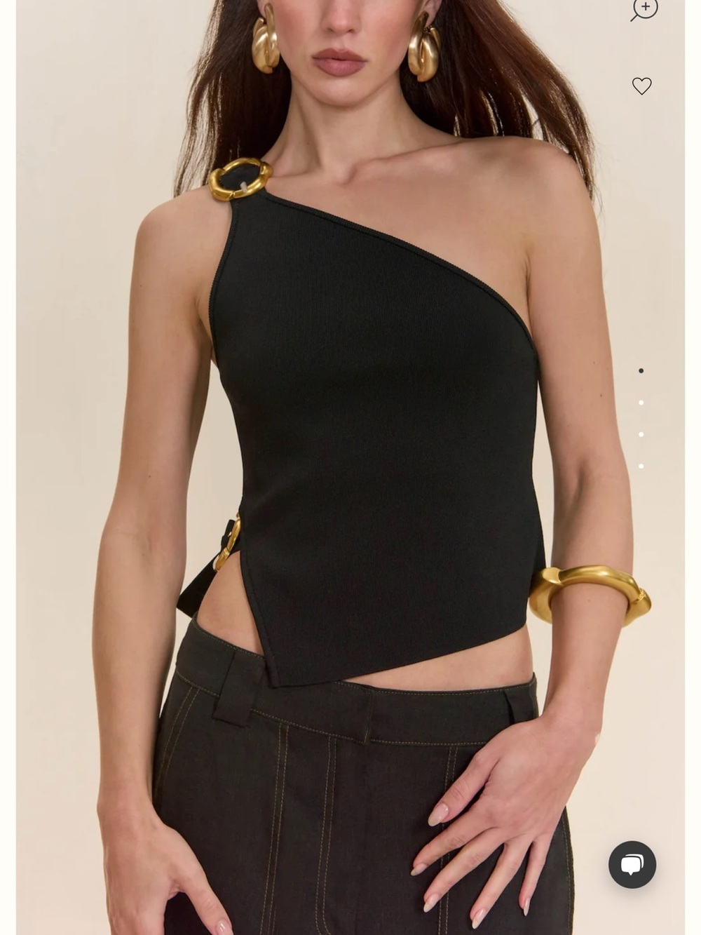 cult gaia Valeria one shoulder knit  Black Top